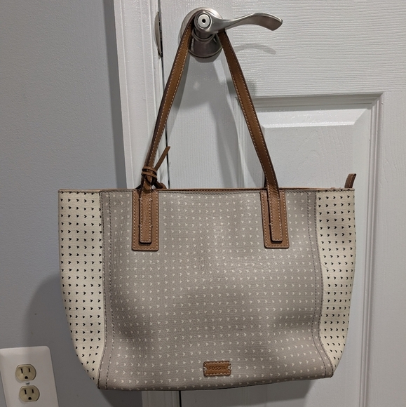 Fossil Emma Tote Bag - Cream, Gray, Brown and Black - Picture 1 of 12